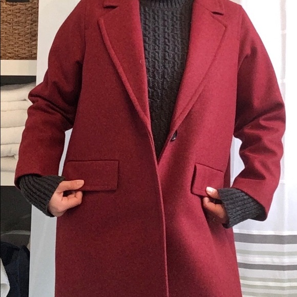 SOLD J.crew wool coat in red - Picture 6 of 7